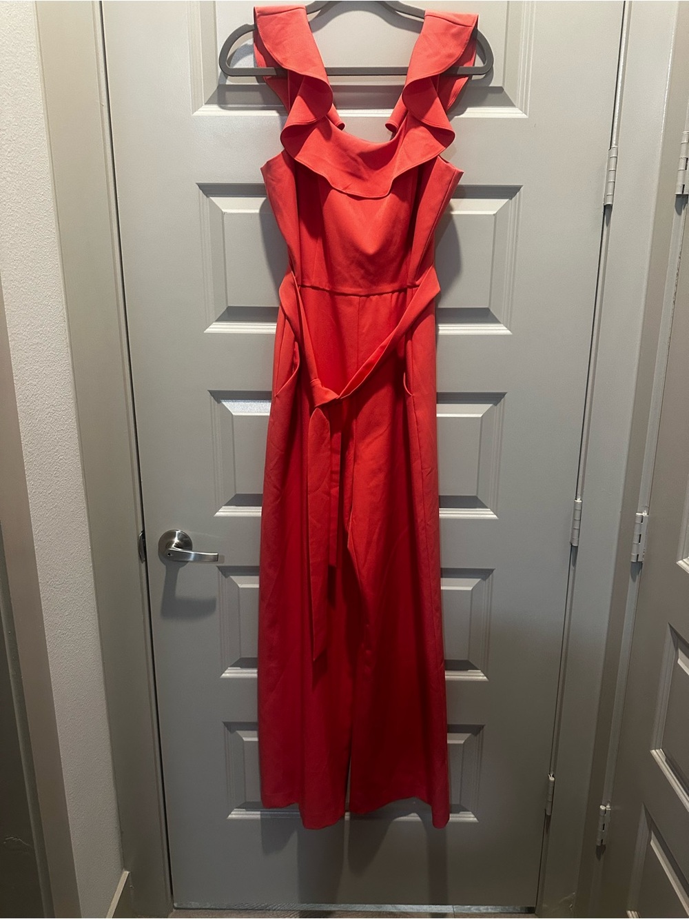 Coral Ruffle-Trim Sleeveless Jumpsuit